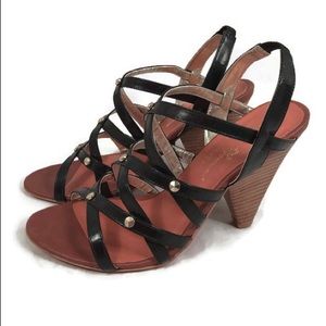 Matt Benson Black Leather Gladiator Sandals Heels